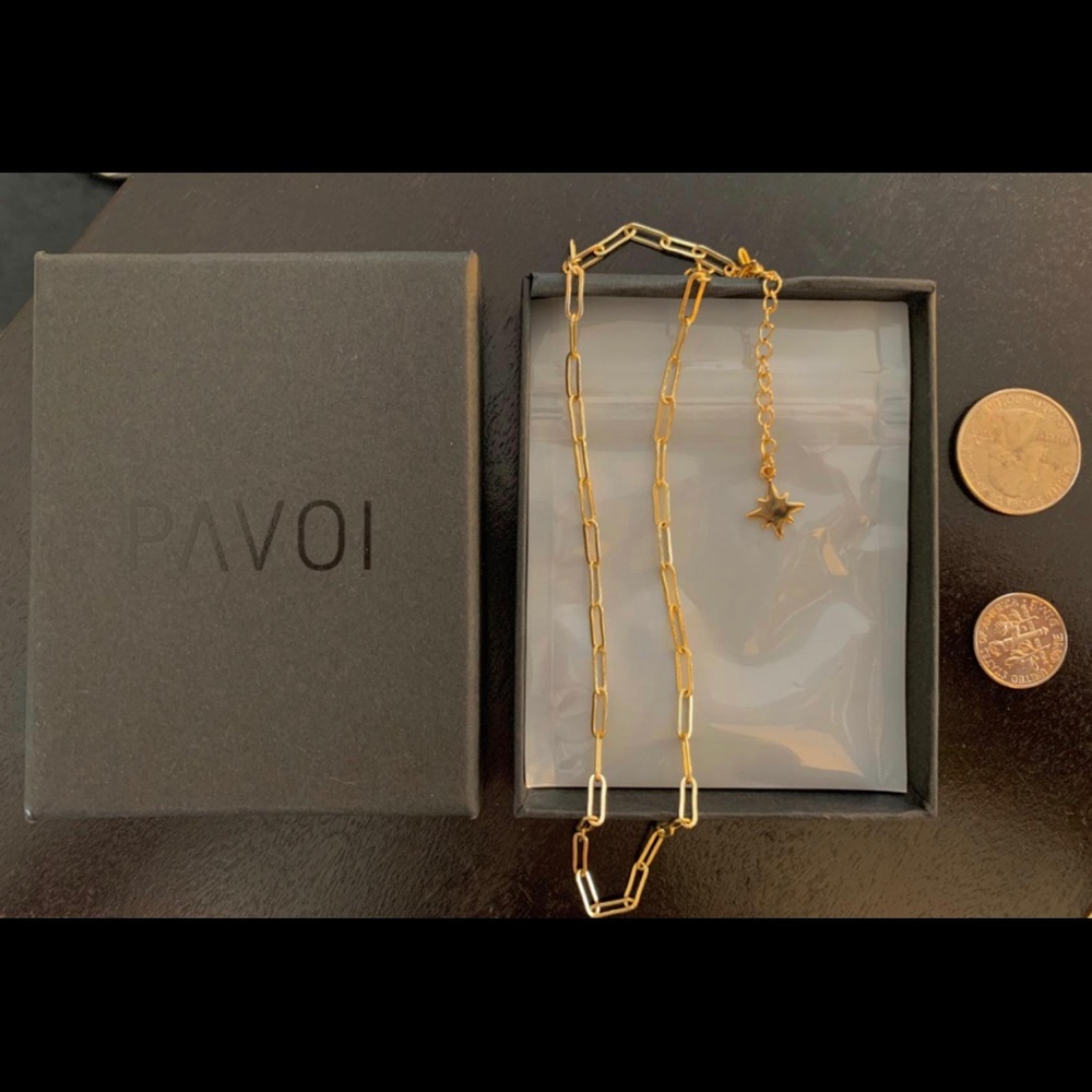 COPY - NWT 18K GOLD paper clip chain, 16” COMES NEW IN ORIGINAL BOX, NEVER USED…